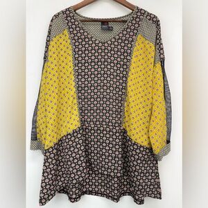 ANAC By Kimi size XL Women’s Multicolor Floral 3/4 Mesh Sleeve V-neck Tunic Top